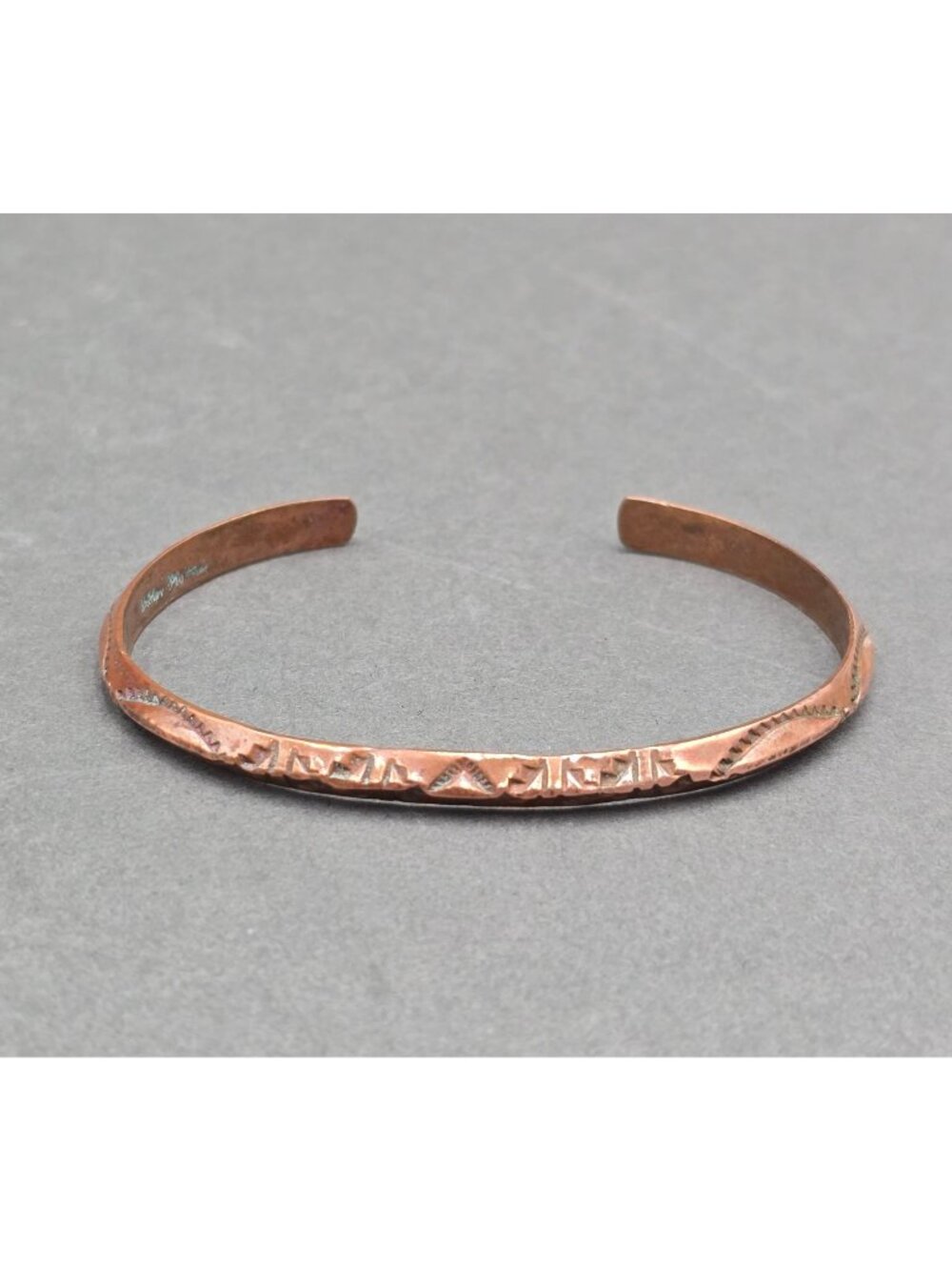 Vintage Navajo Stamped Copper Cuff Bracelet 7" Native American Shirley Plummer